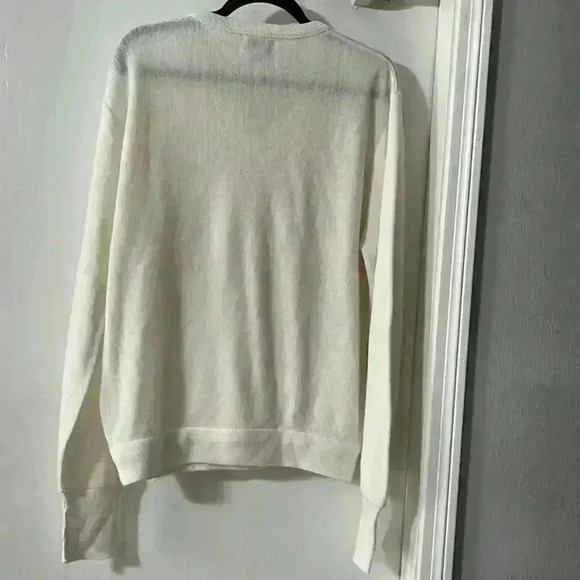 IZOD Lacoste Men’s Ivory V-Neck Pullover Sweater Size L - Picture 3 of 7